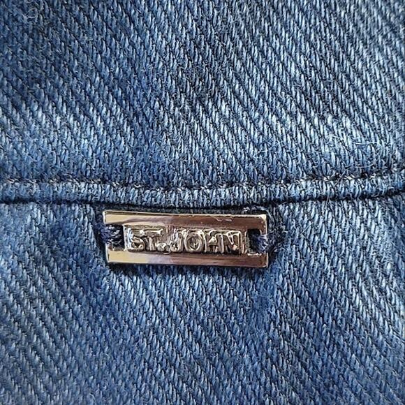 ST. JOHN High Rise Ankle Zipper Pull On Crop Ankle Blue Skinny Denim Jean Size 8 - Picture 3 of 12